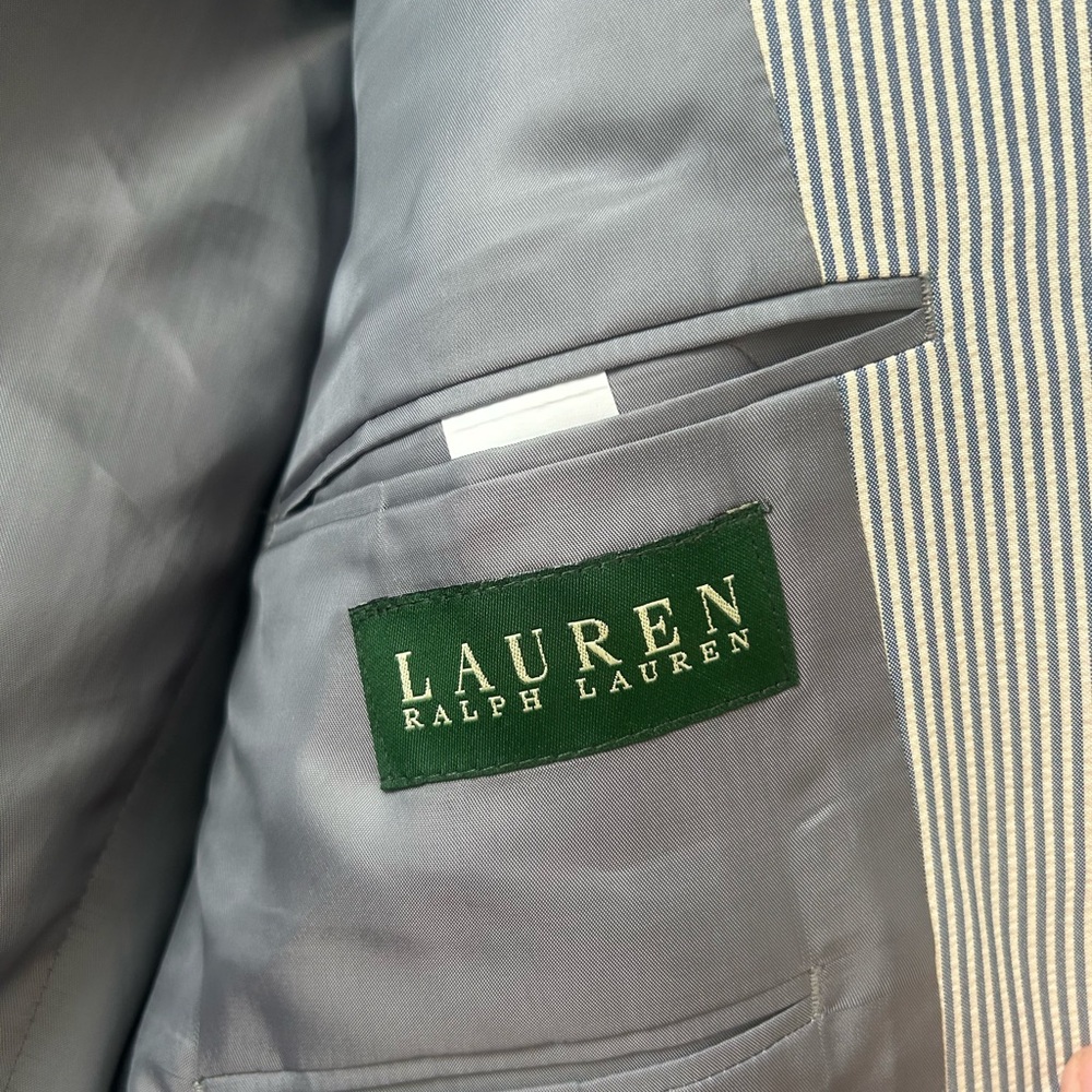 Lauren Ralph Lauren Grey Pin Striped Blazer Suit Jacket Mens 39R - Picture 8 of 9